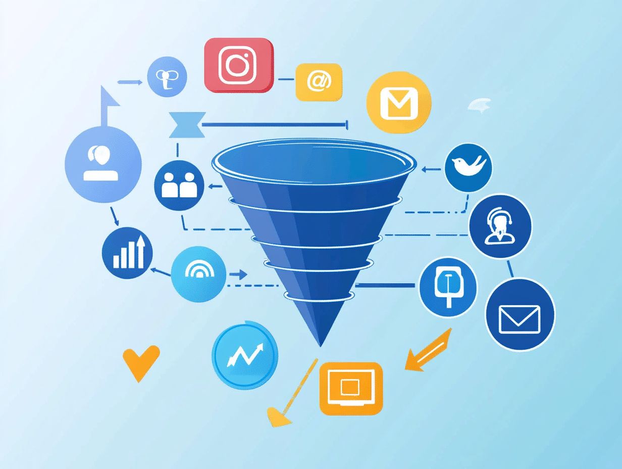 A graphic illustrating the process of building a social media lead generation funnel