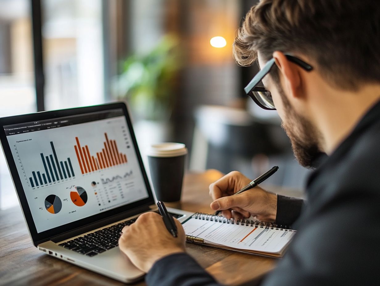 Visual representation of analyzing competitors' strategies in market research