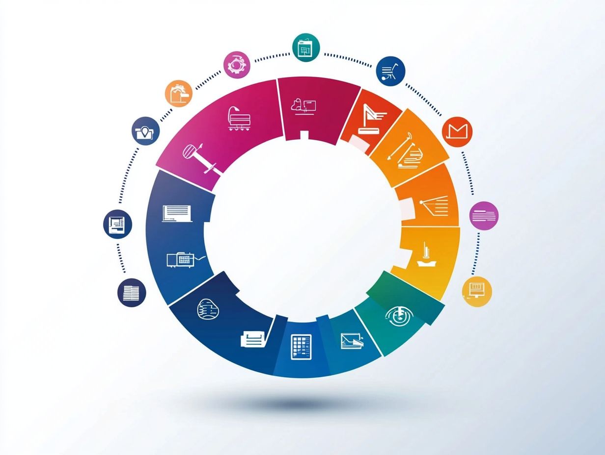 An infographic illustrating the B2B sales cycle and its key components.